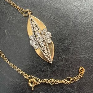 J. Crew rare Gold pendant Necklace with Crystal Rhinestone Accents
